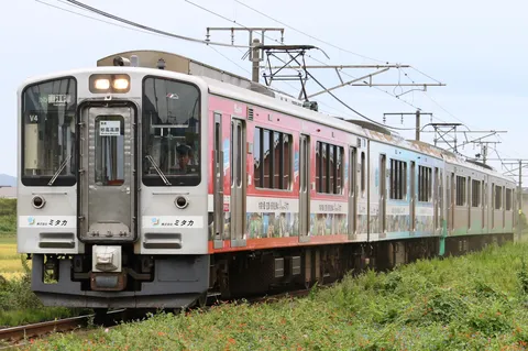 田園を駆けるカラフル電車