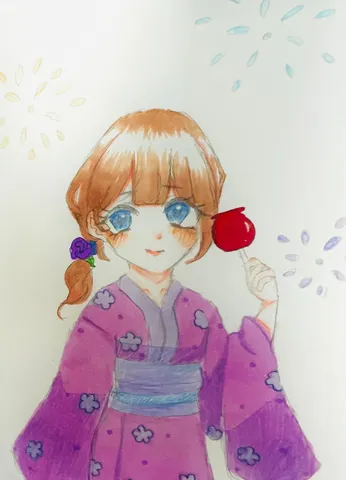 浴衣の女の子〜アナログ絵〜