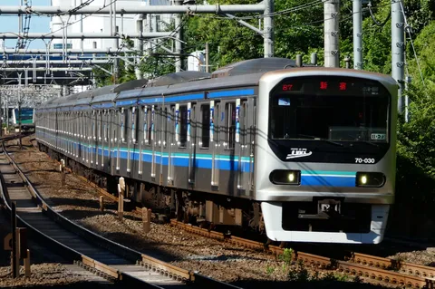 新生活の始まりを告げる、都会の駅へ向かう電車