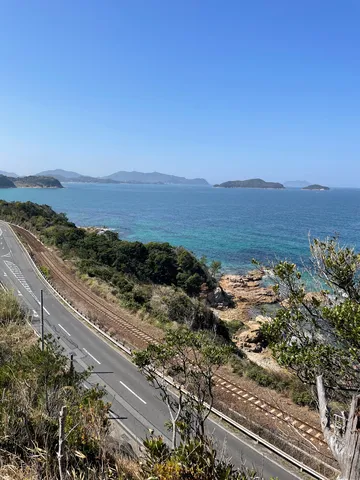 青い海と線路、旅情を誘う風景