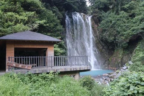 滝が描く、碧と緑の楽園