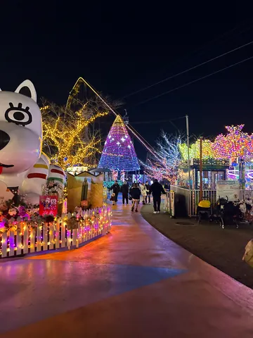 イルミネーション輝く夜の遊歩道
