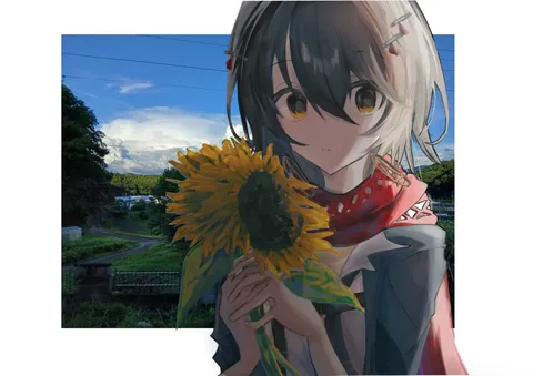 まばゆい向日葵と青い夏