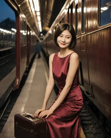 旅立ちの夜、プラットフォームの彼女