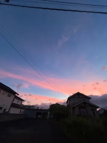 夕暮れの縁取りと電線