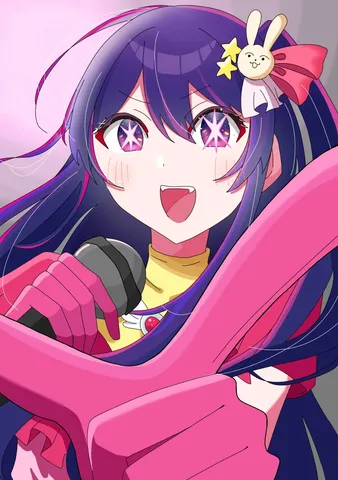 歌声きらめく、紫の髪のアイドル