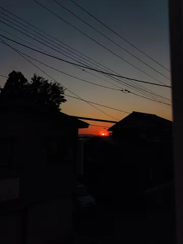 電線に遮られた、茜色の残像