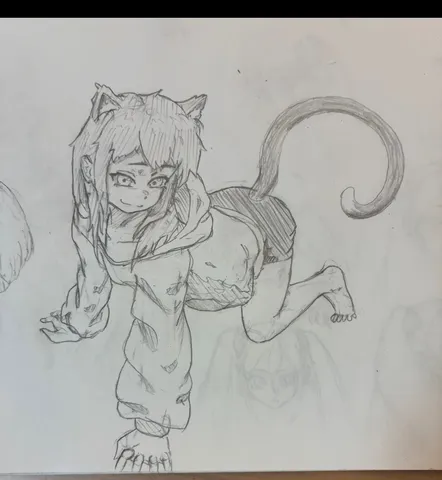 気ままな猫耳娘のポーズ
