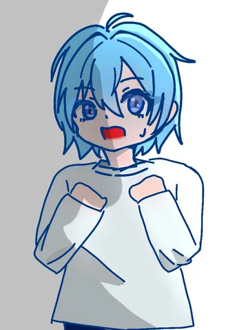 青い髪の魔法使いの微笑み