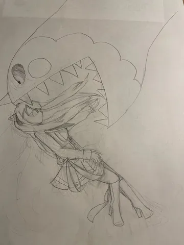 捕食される！？悪夢的鉛筆画