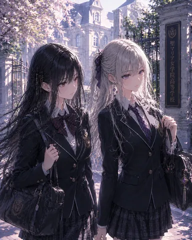 桜舞う学び舎、二人の少女