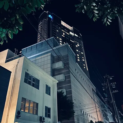 闇夜に浮かぶ高層ビル