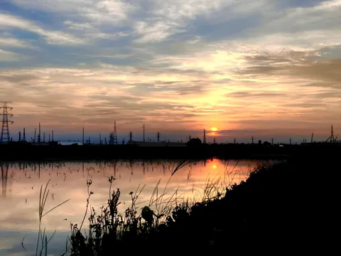 夕陽と水面の静かな笑み