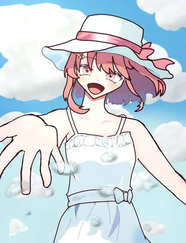 夏の空に手を伸ばす、透明感あふれる少女