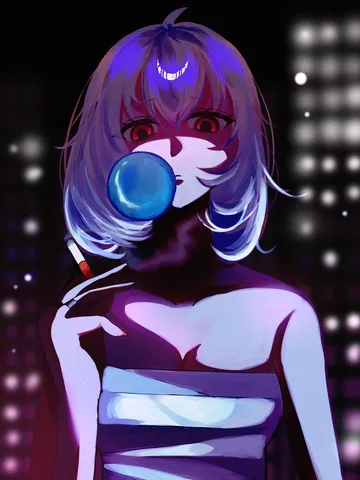 紫夜に浮かぶ青い泡