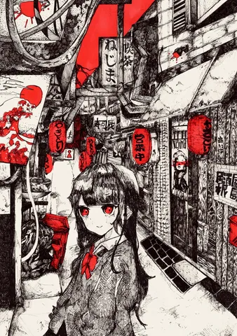 紅に染まる路地裏の少女