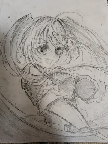 躍動感あふれる筆致の少女