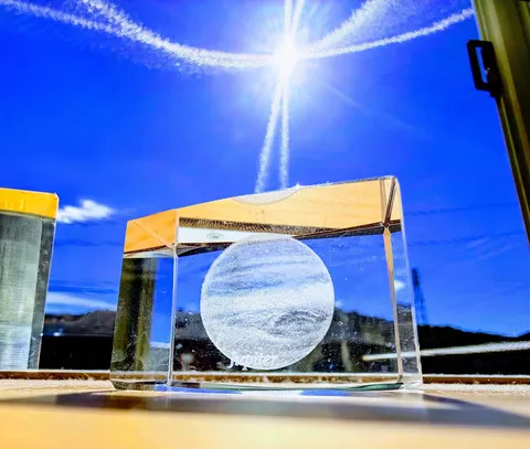 青空の光と透明な球体
