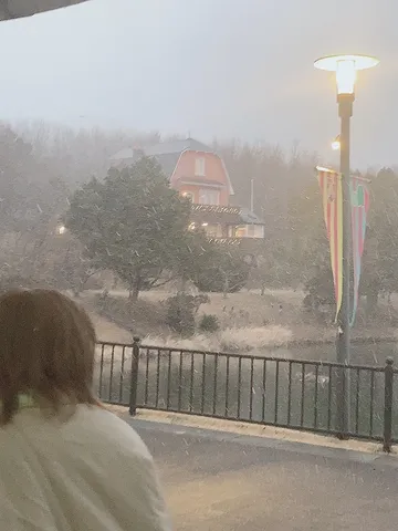 吹雪の中の赤い洋館