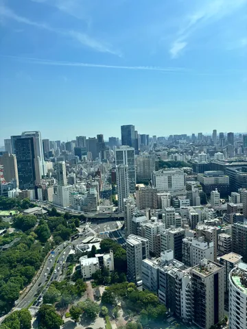 高層ビル群と青空のコントラスト