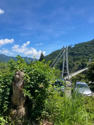 緑に囲まれた吊り橋の絶景