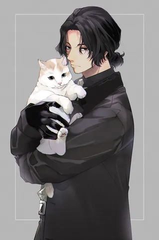 クールな佇まいとふくふく猫