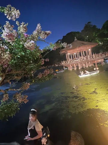 夜桜と水面の語り