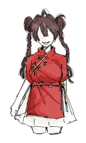 チャイナ服の女の子、元気なツインテール