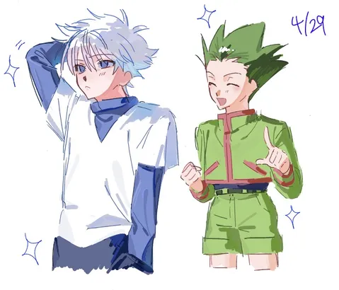 親友とのアニメ風イラスト