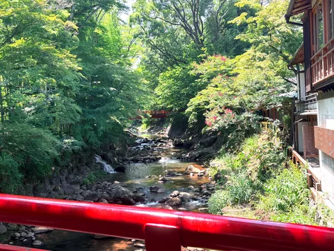 清流と緑、古民家の趣