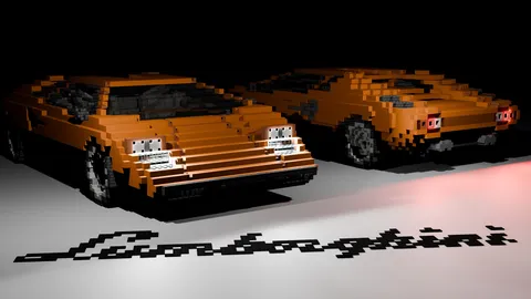ドット絵のレトロカー、光と影の競演