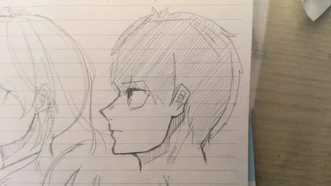 鉛筆で描かれた横顔のポートレート