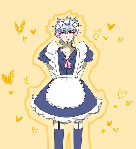 メイド服に身を包む、クールな表情の君