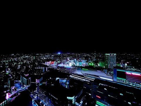 闇夜に輝く都市の灯