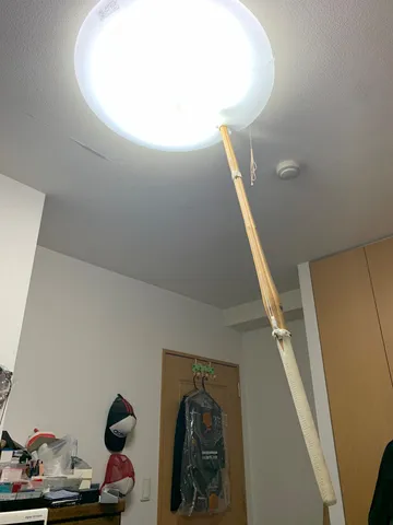 天井に伸びる一本の竹竿