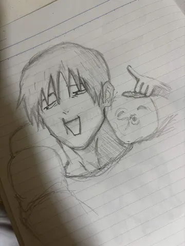 いたずらっこ、指さしポーズ