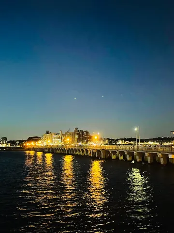 夜景と水面の静かな架け橋