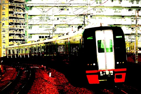 赤と黒のネオン列車