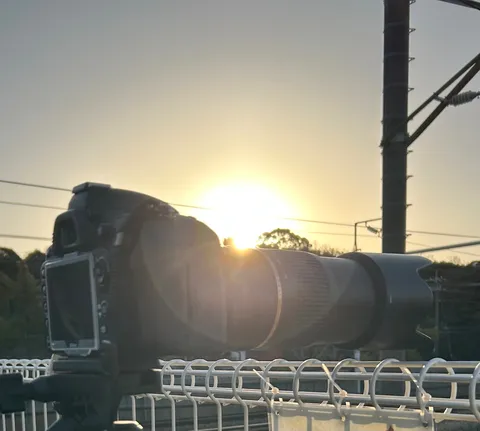 夕焼けを捉える大きな眼