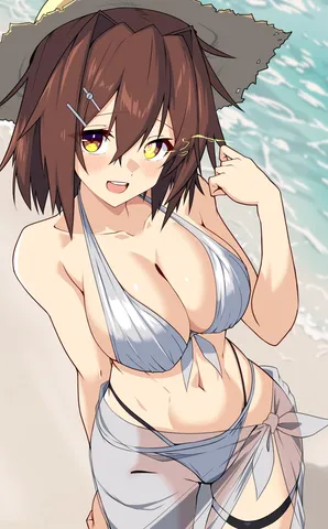 夏色に染まる、波打ち際の少女