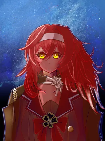 宇宙を背負う赤髪の眼差し