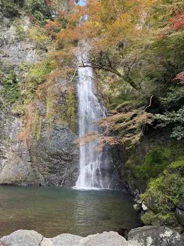 秋色に染まる滝のしぶき