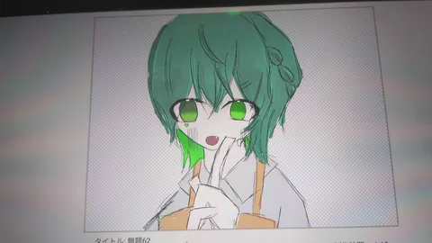 緑の髪の美少女、透明感あふれるイラスト