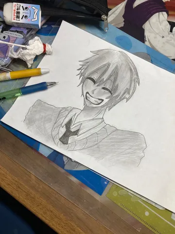 笑顔の瞬間、 pencils at the ready