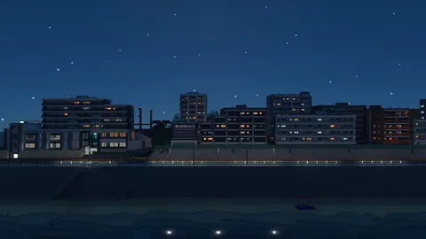 マインクラフトで作った低層マンションの夜景