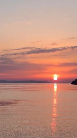 水面に輝く夕陽の道