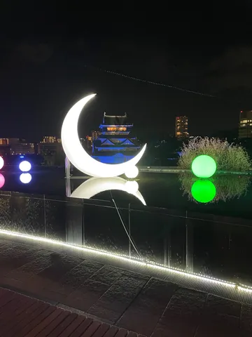 月と光が彩る城の夜