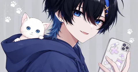 青い瞳と白い猫の視線