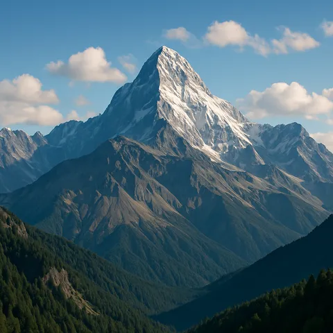 青空に映える荘厳な峰々