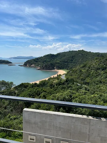 緑に包まれた海辺の道